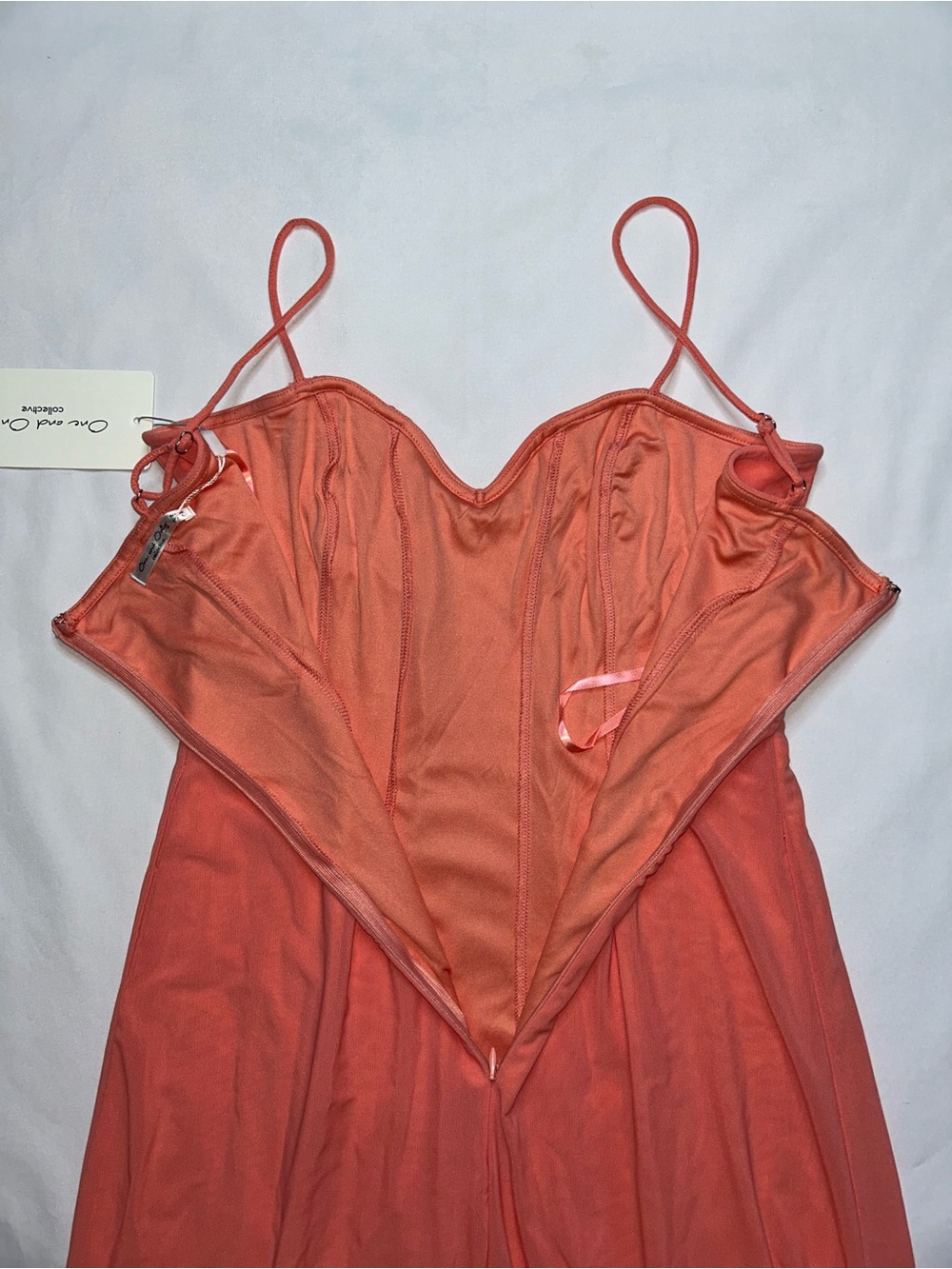 One & Only NWT Watermelon Pink Maxi Dress Spaghetti Strap Slip Dress L - Picture 8 of 8